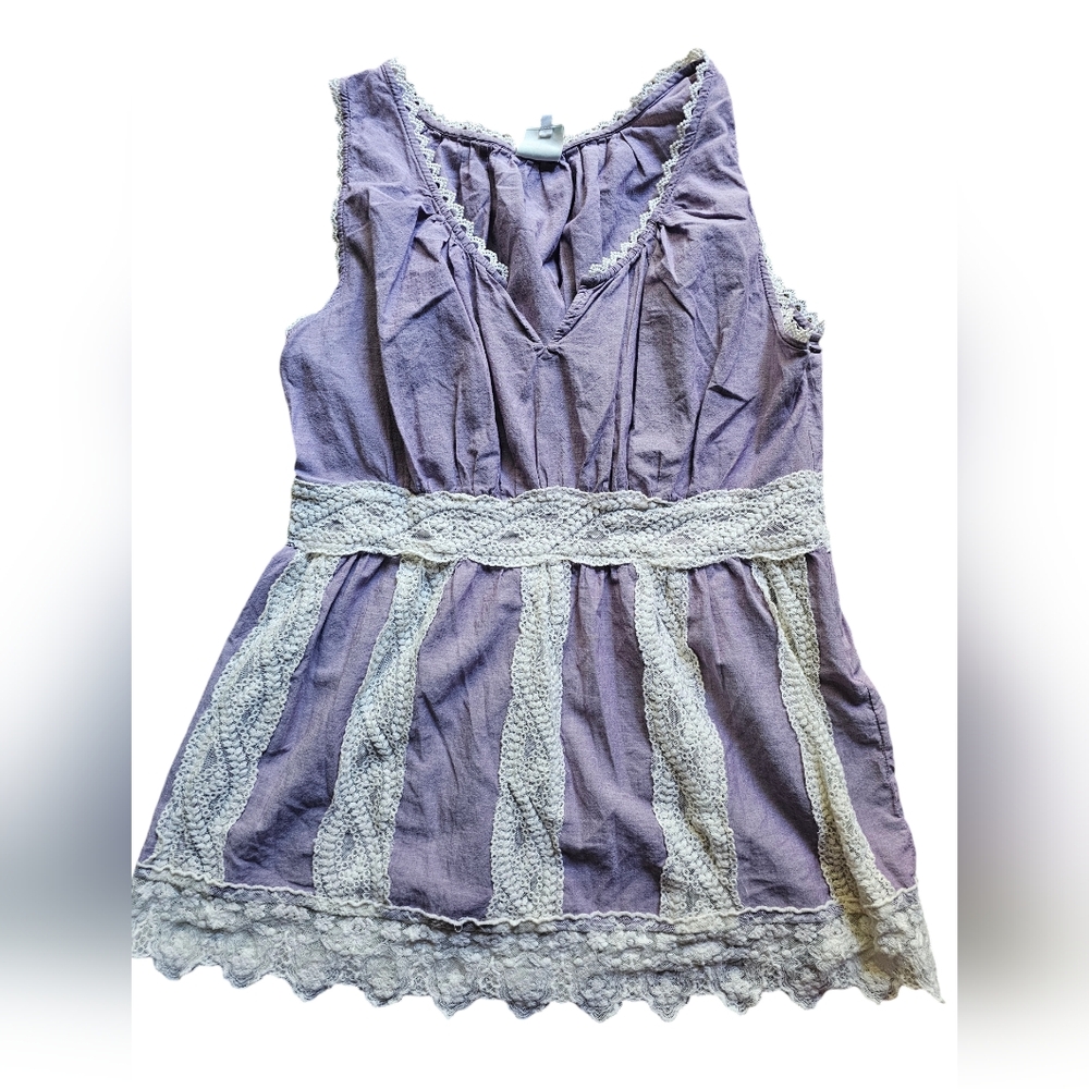 Anthropologie‎ lavander cotton laced cottagecore bohemian chic top size S